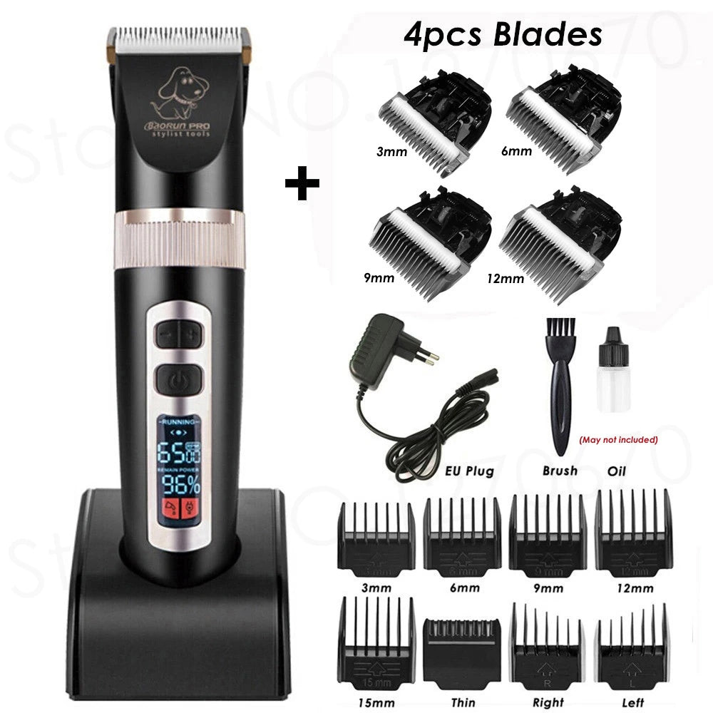 BaoRun P9 Dog Clipper Professional LCD Display Pet Cat Clippers Shaver Electrical Grooming Trimmer Rechargeable Haircut Machine