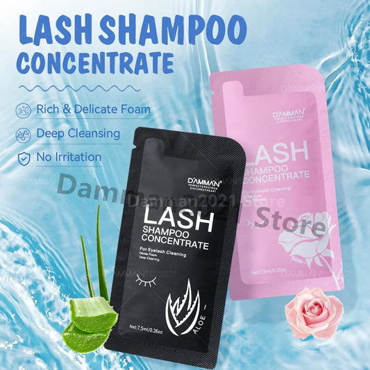 DAMMAN New Upgrades 7.5ml Eyelash Extensions Shampoo Non-irritation Lash Shampoo Concentrate Lashes Cleansing Mousse Makeup Tool