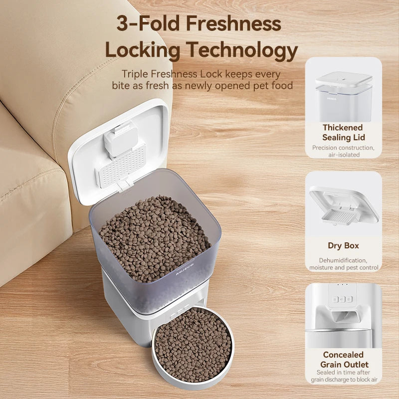 ROJECO Automatic Pet Feeder 4.5L Smart Cat Food Kibble Dispenser WIFI APP Remote Control Auto Dog Pet Food Dispenser Cat Supply