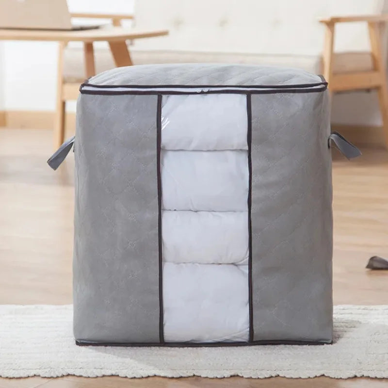 Non-woven Portable Clothes Storage Bag Organizer Folding Closet Organizer for Pillow Quilt Blanket Bedding