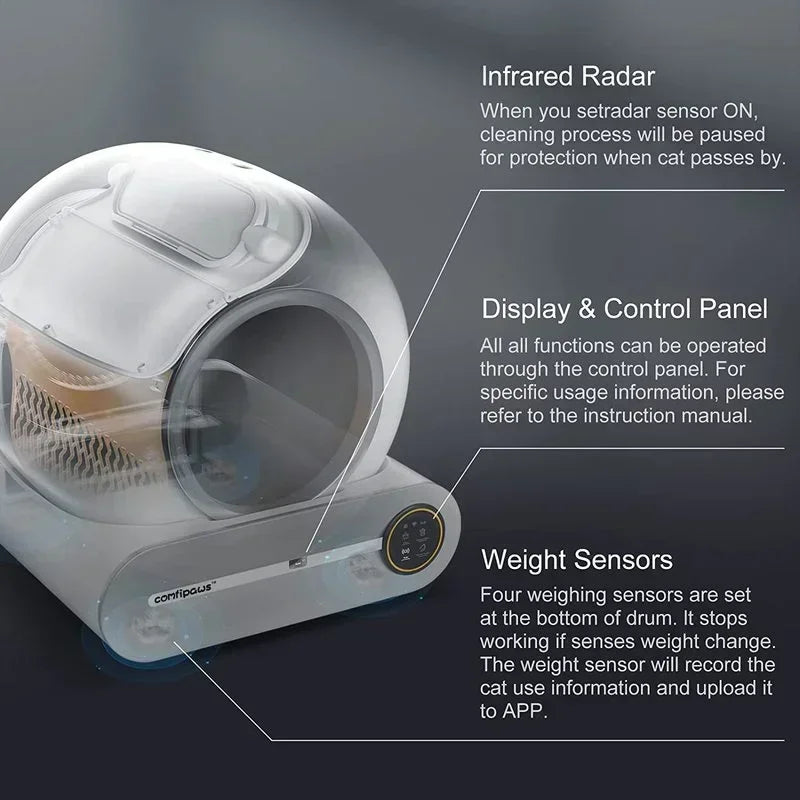 2025 Tonepie Smart Automatic Cat Toilet Self-Cleaning Fully Enclosed Pet Toilet English Versions 65L