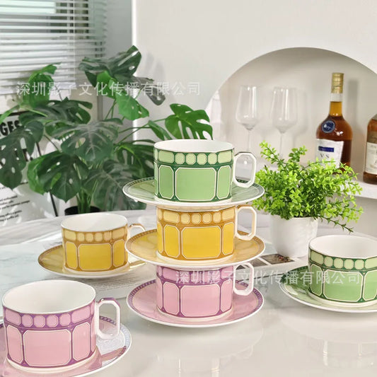 Swan Series European Modern Simple Luxury Style Bone Porcelain Coffee Cup Dish Afternoon Tea Cup Home Gift Double Cup