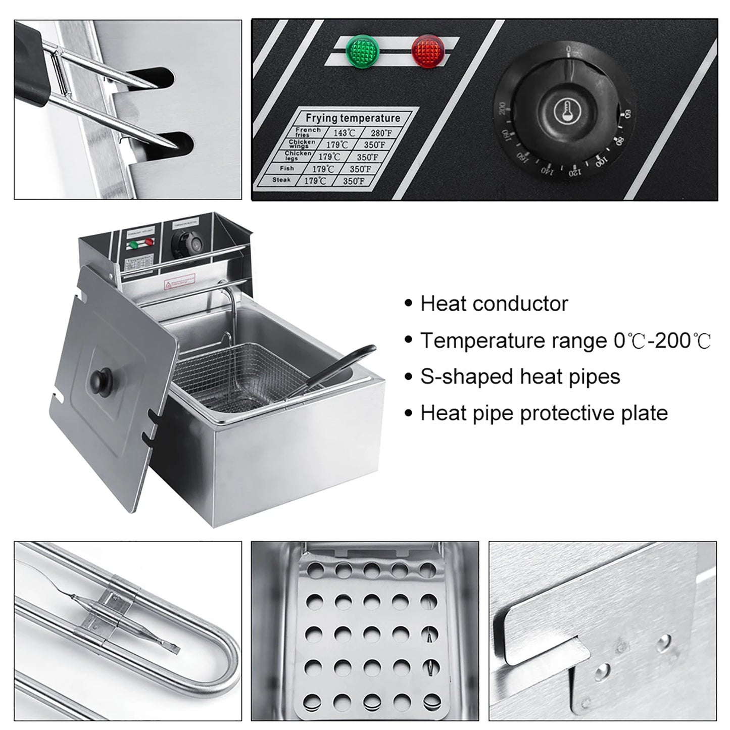 6L Stainless Steel Electric  Fryer with Basket for Commercial &amp Home Use Electric Fryer  Fryer Stainless Steel Fryer