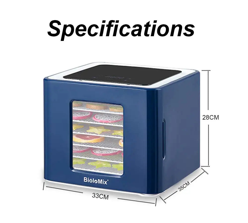 BioloMix 6 Trays Food Dehydrator with LED Touch Control,Digital Temperature and Time,Dryer for Fruit Vegetable Meat Beef Jerky