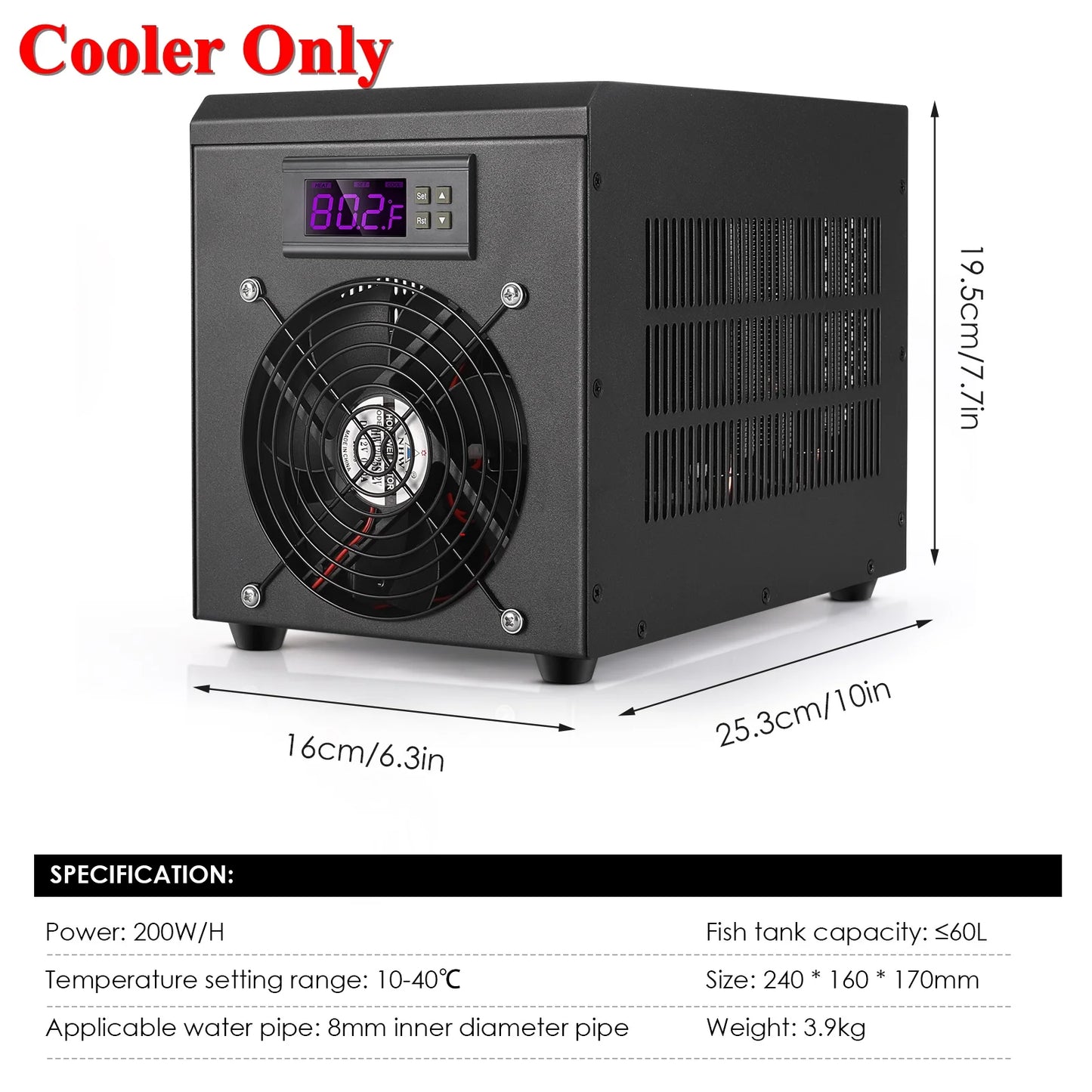 Aquarium Water Chiller Cooler Warmer with Pump 32-212°F Temperature Setting Suitable for 16gal Water for Home Aquarium Fish