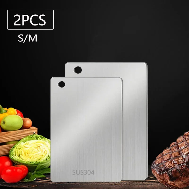 WXCOO 1PCS Stainless Steel Chopping Boards Titanium Thickened Boards Non Stick Double Sided Fruit Meat Chopping Cutting Boards