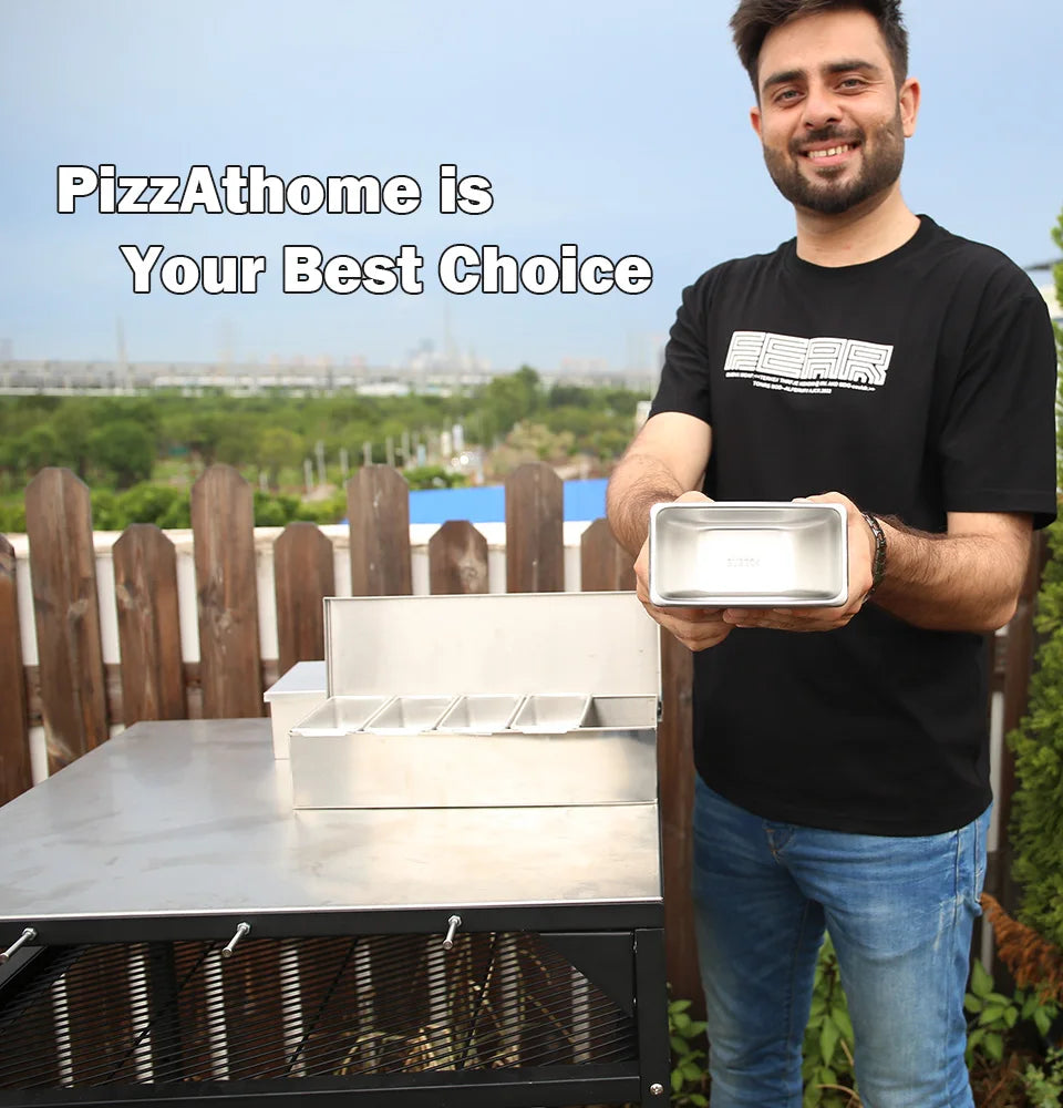 PizzAtHome 2/3/4/5/6 Section Seasoning Box Stainless Steel Ingredients Box Cheese Sauce Salt Sugar Box Spice Jar Baking Tool