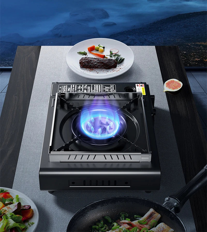 Camping Stove Outdoor Cooking Burner Portable Gas Stove Hiking Trekking Picnic Party Boiler Cassette Stove（No Gas Tank）