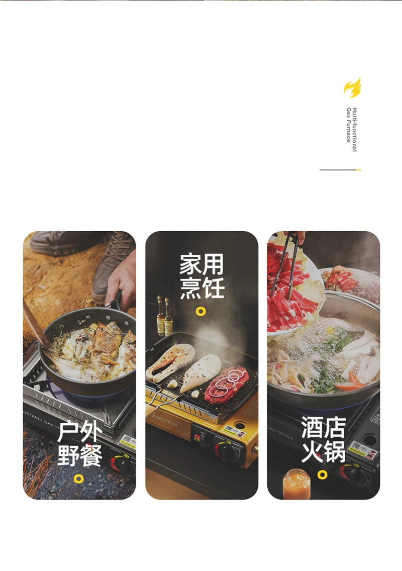 Camping Stove Outdoor Cooking Burner Portable Gas Stove Hiking Trekking Picnic Party Boiler Cassette Stove（No Gas Tank）