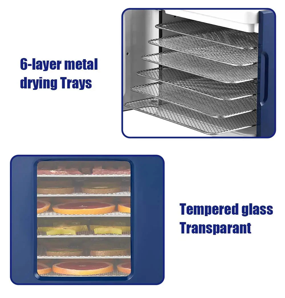 BioloMix 6 Trays Food Dehydrator with LED Touch Control,Digital Temperature and Time,Dryer for Fruit Vegetable Meat Beef Jerky