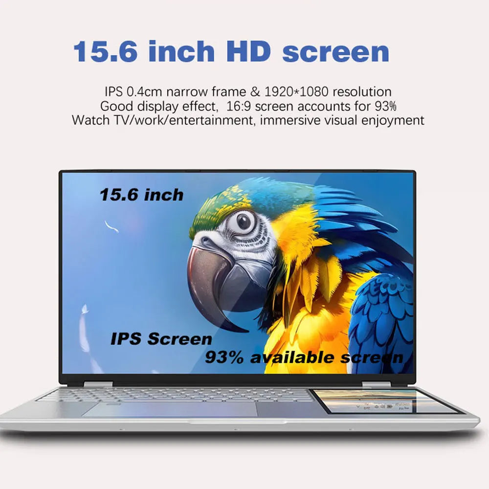 CRELNADER Dual Screen Laptop 7 Inch Touch Screen Metal Case RGB Backlit Fingerprint Unlock Window 11 Ultrathin Laptops Notebook