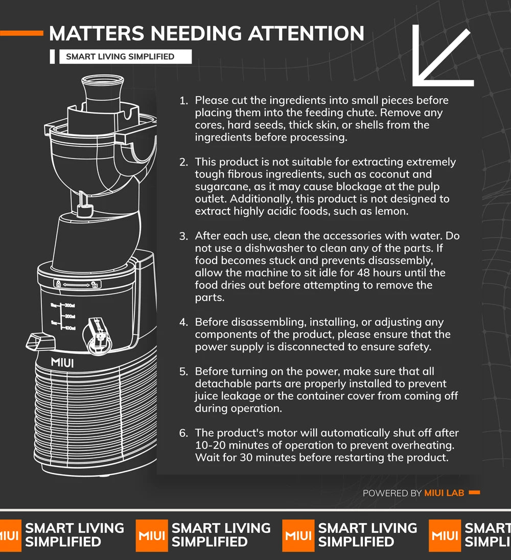 MIUI Slow Juicer Electric Cold Presses with Stainless Steel strainer,Rated power 250W, Modle-Professional