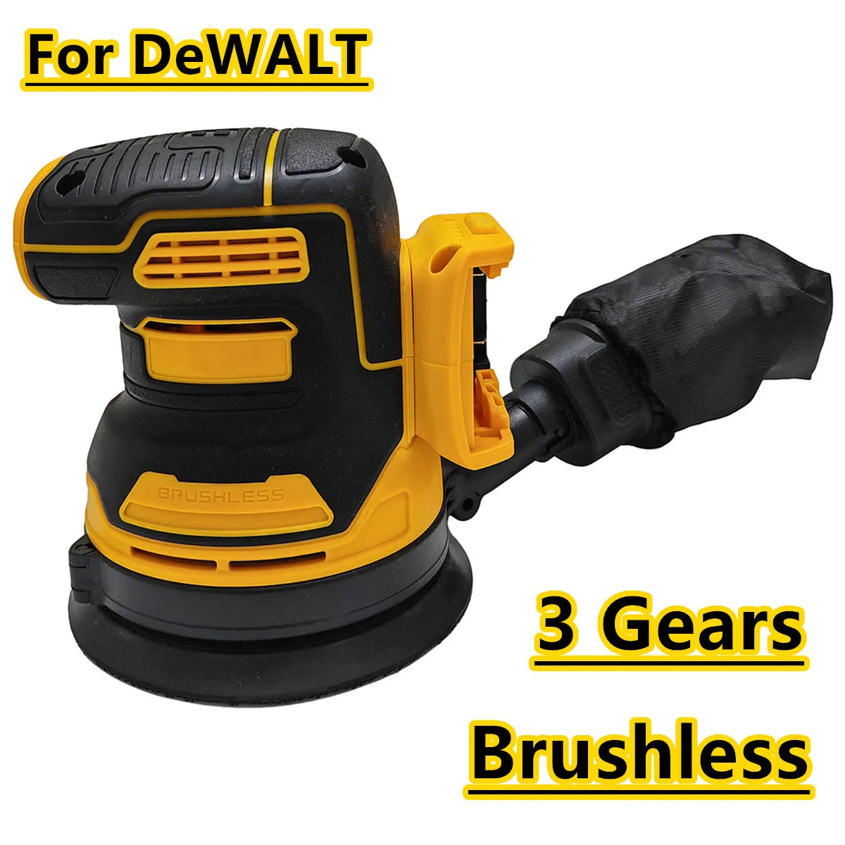 Brushless Cordless Disc Random Orbital Sander 125mm 3 Gears Woodworking Sanding Putty Polishing Tool For DeWALT 20V Battery