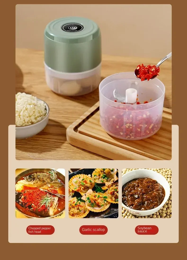 Electric Garlic Masher Mini Food Chopper Vegetable Meat Salad Onion Mincer Herb Veggie Cutter Blender Processor Kitchen Gadgets