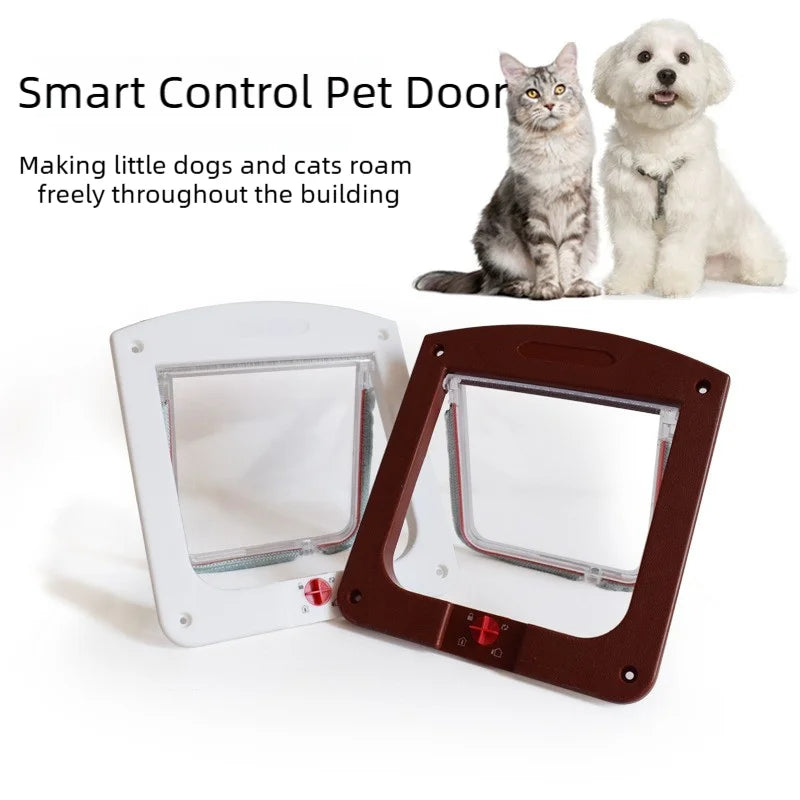 Pet door for cats and dogs, allowing controlled entry and exit, and featuring a two-way design
