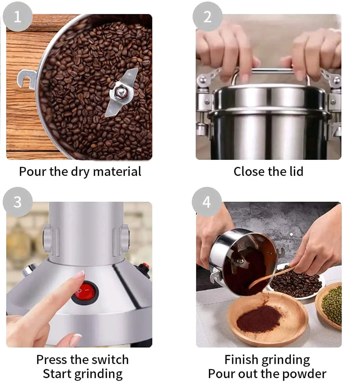 Electric Grain Grinder Mill High-speed Spice Corn Mill Commercial Powder Machine for Dry Cereals Grain Spice Coffee Herb Bean