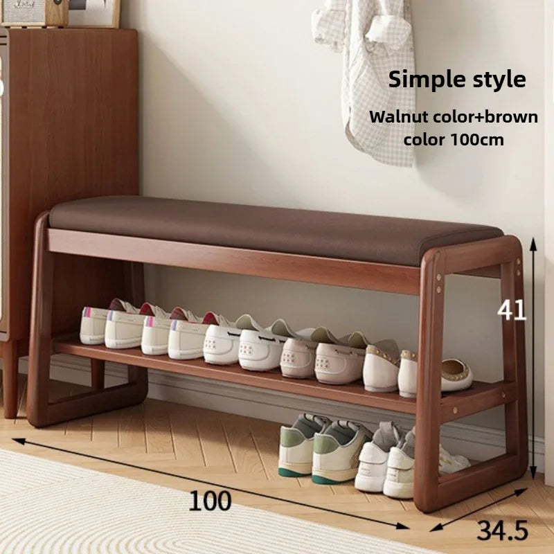 New Chinese style shoe changing stool with seating at the entrance, entrance door, shoe rack, entrance hall, household soft bag,