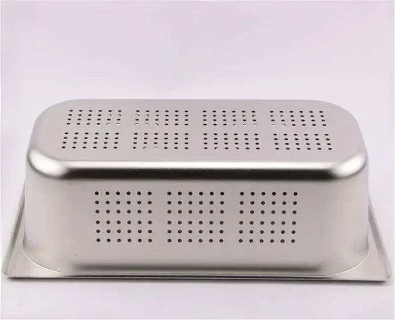 Rectangle Stainless Steel Storage Leak Trays Hole Mesh Strainer Vegetable Fruit Washing Basket Food GN Pan Water Filter Basin