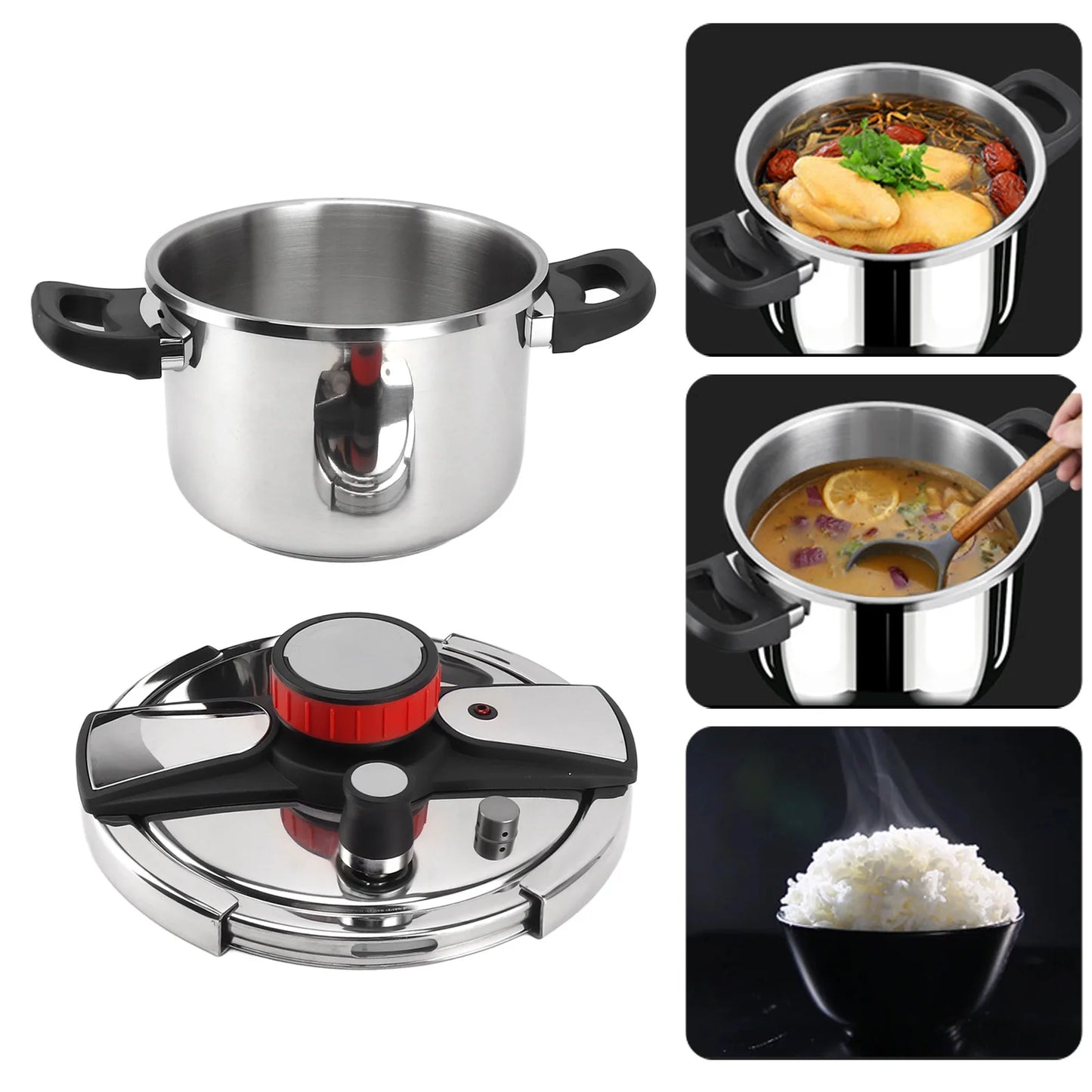 5/6/8L Large Pressure Cooker Household 304 Stainless Steel Pressure Cooker Multi Functional Explosion Proof Pressure Cooker