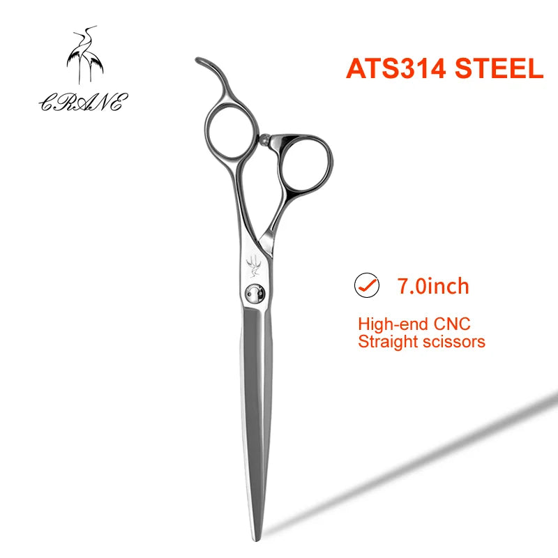 Crane 7.0/7.5in High-end Pet Scissors Set ATS314 Steel For Dog Grooming Cut Scissors Straight Curved Chunker Thinning Shears