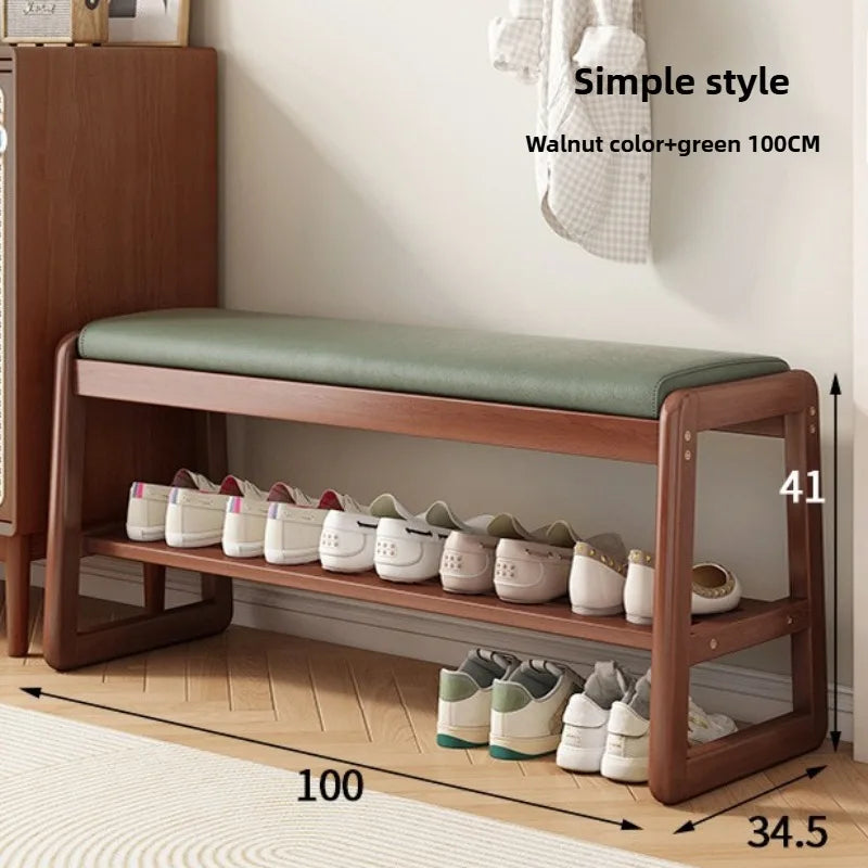 New Chinese style shoe changing stool with seating at the entrance, entrance door, shoe rack, entrance hall, household soft bag,