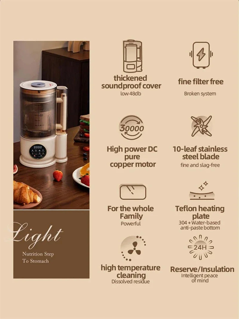 1500ML Electric Juicer Ice Crusher Food Blender For Kitchen Soy Milk & Juice Maker with High-Tech Glass Wall breaking machine