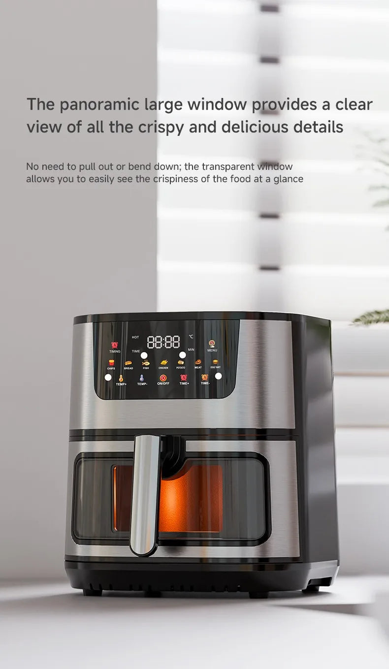 15L Stainless steel Electric Air Fryer Household Large Capacity Intelligent Kitchen Cooker Toaster Oven Combo Digital Display