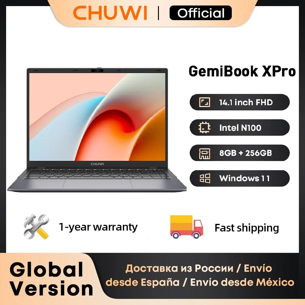 CHUWI GemiBook XPro Intel N150/N100 Laptop 8GB RAM 256GB SSD 14.1-inch UHD Screen Intel N100 Processors Windows 11 Notebook PC