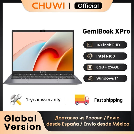 CHUWI GemiBook XPro Intel N150/N100 Laptop 8GB RAM 256GB SSD 14.1-inch UHD Screen Intel N100 Processors Windows 11 Notebook PC