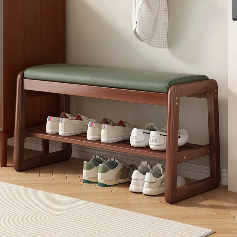 New Chinese style shoe changing stool with seating at the entrance, entrance door, shoe rack, entrance hall, household soft bag,