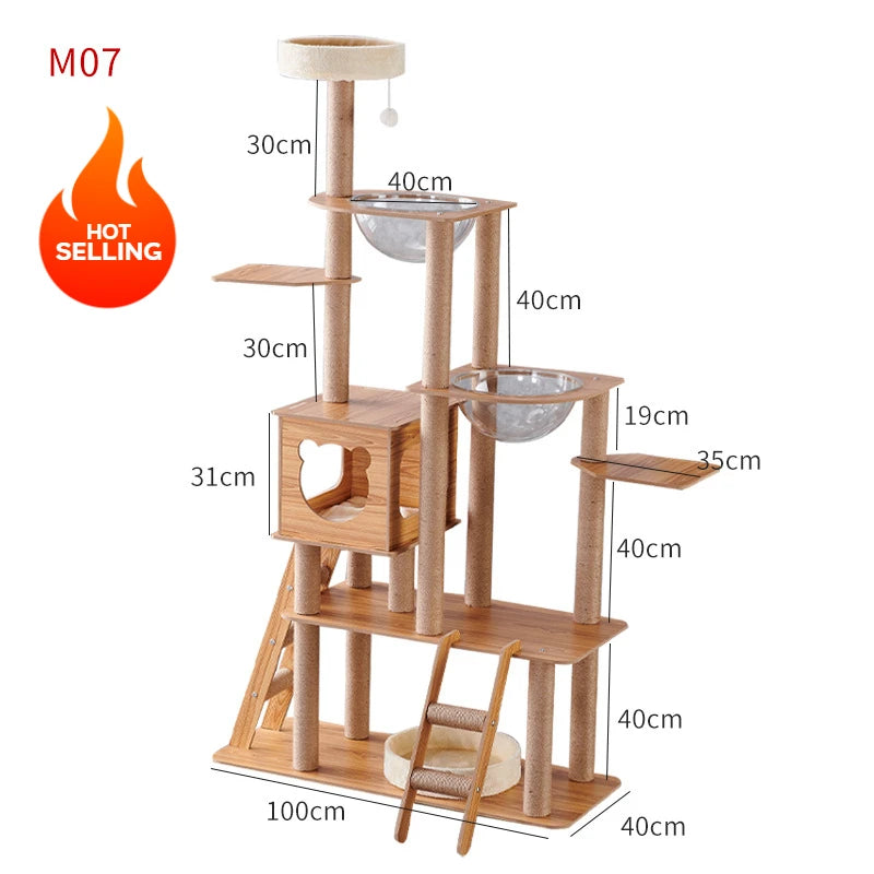 Cat Climbing Frame Indoor Apartment Style Large Multi Layer Cat Tree Tower For Cats With Burrows And Grab Plate For Living Room