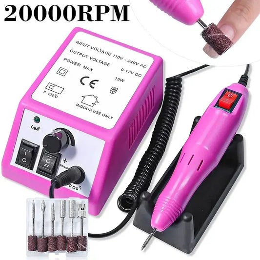 Plugs Type: EU, Color: Black - 20000rpm Professional Nail Drill Machine Electric Nail File for Manicure Nails & Toenail Manicure Nail Art Pedicure File Tools