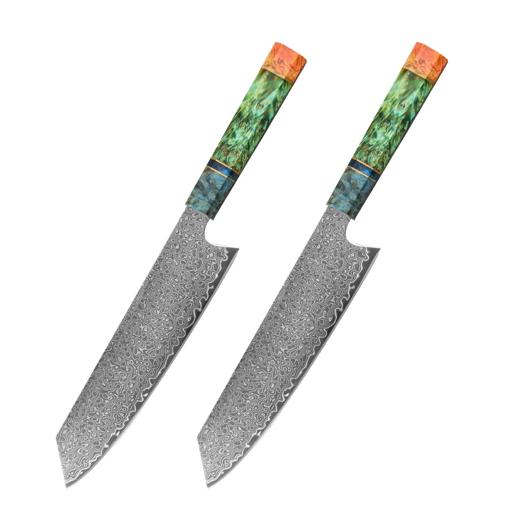 8 Inch Chef Knife 67 Layers VG10 Damascus Steel Kitchen Knives Stabilized Colored Wood Handle Professional Japanese Kiritsuke Kn