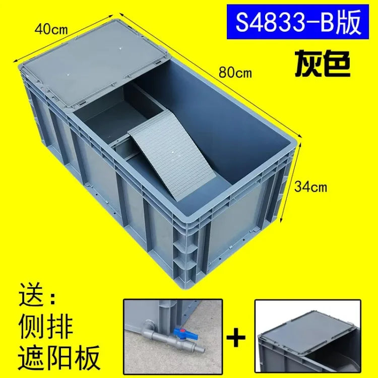 Thickened Turtle Tank Water and Land Tank with Egg-laying Sand Table Combined Plastic Breeding Box Climbing Pet Basin