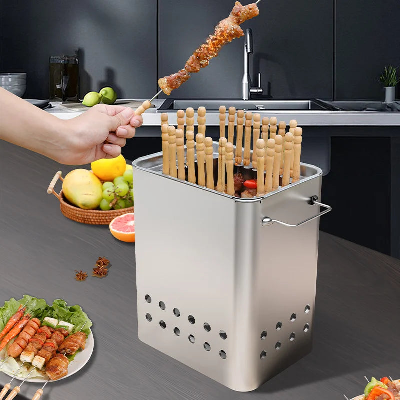 Portable Grill Smokeless Stainless Steel Barbecue Charbroiler Outdoor Indoor Dual-purpose Stewing Oven Small Durable BBQ Grill