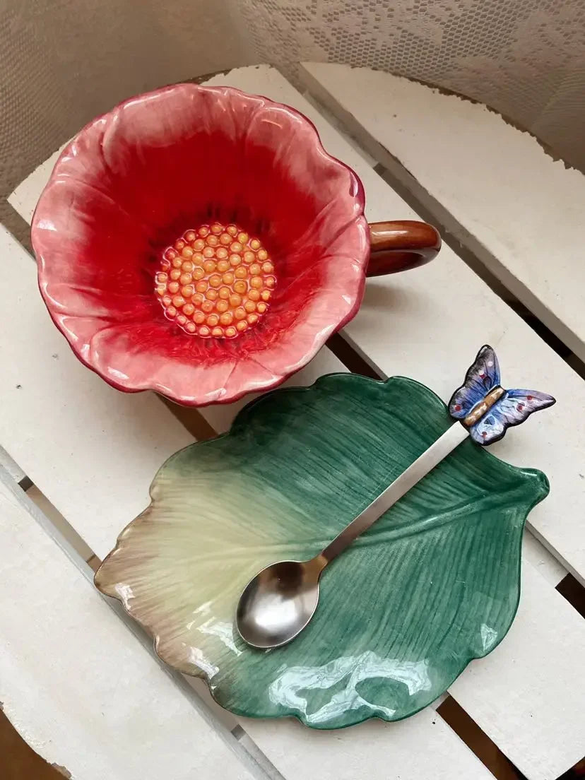 American Hand-painted Ceramic Dinner Set Rabbit Teapot Coffee Cup Plates for Enchanting Garden Afternoon TeaVintage Tableware