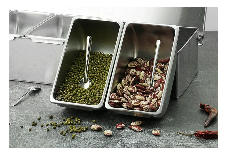 PizzAtHome 2/3/4/5/6 Section Seasoning Box Stainless Steel Ingredients Box Cheese Sauce Salt Sugar Box Spice Jar Baking Tool