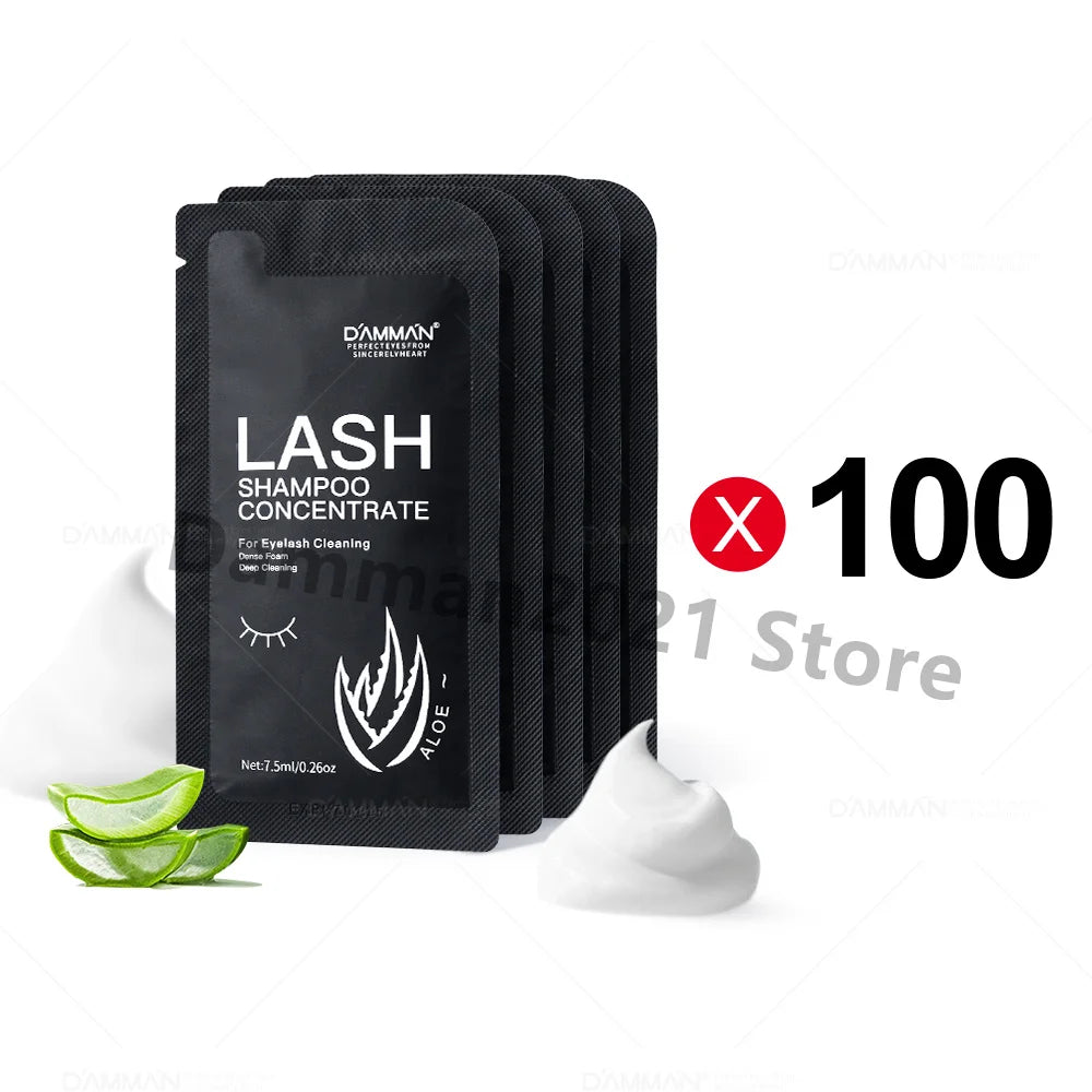 DAMMAN New Upgrades 7.5ml Eyelash Extensions Shampoo Non-irritation Lash Shampoo Concentrate Lashes Cleansing Mousse Makeup Tool