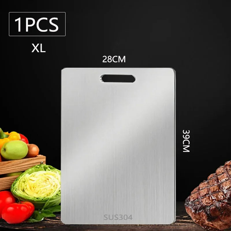 WXCOO 1PCS Stainless Steel Chopping Boards Titanium Thickened Boards Non Stick Double Sided Fruit Meat Chopping Cutting Boards