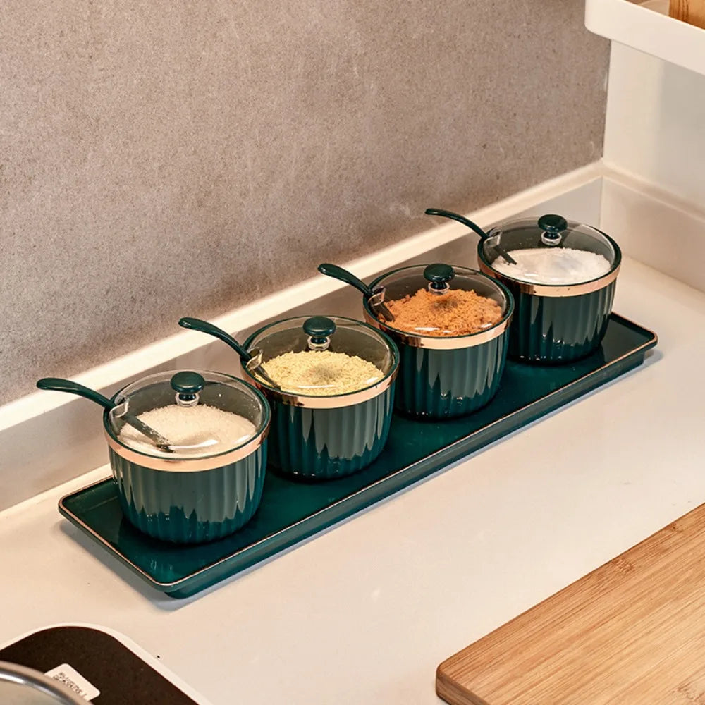 Seasoning Storage Box Condiment Bottles Pepper Sugar Container Bowl Salt Shaker Jars Sesame Bottle With Lid Kitchen Accessories