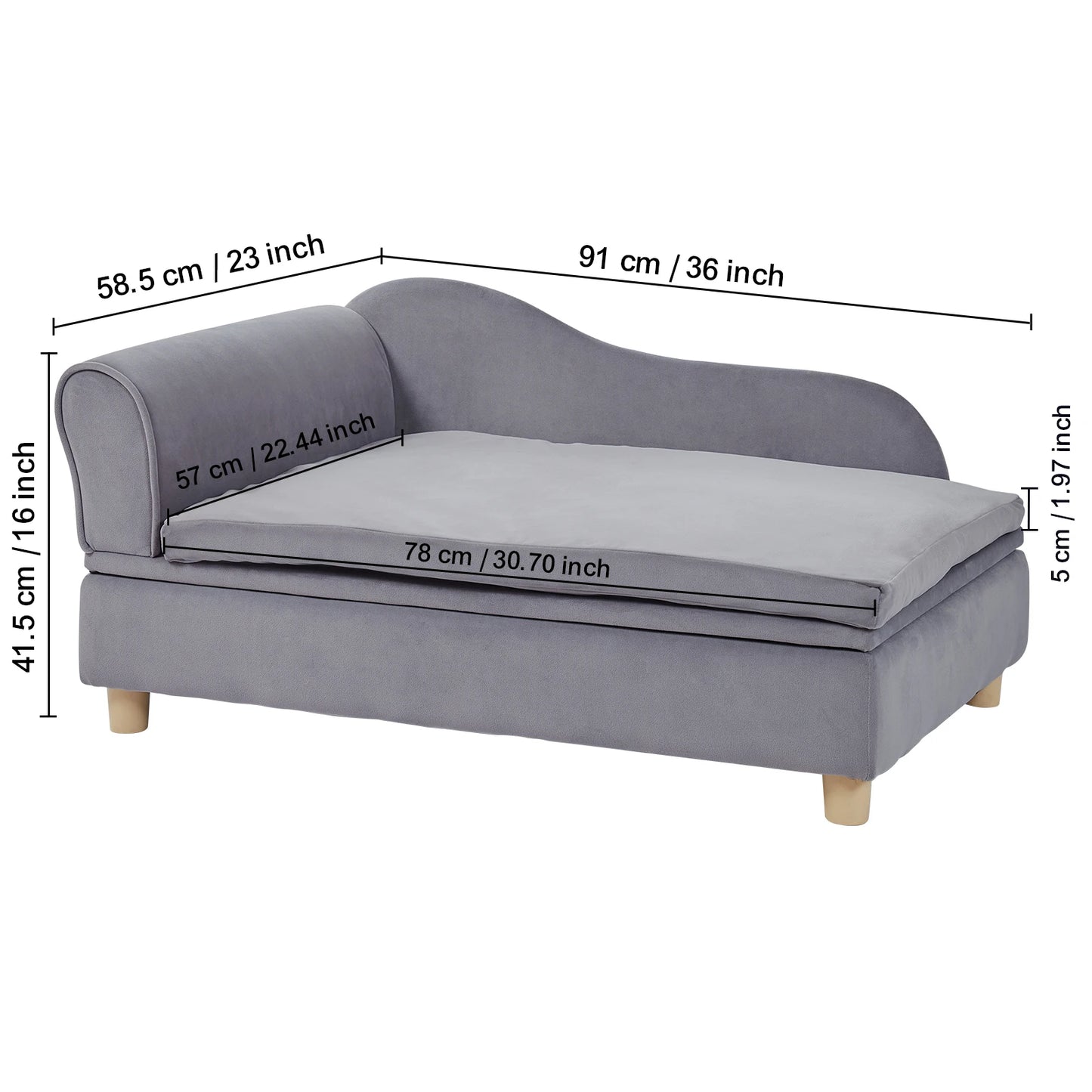 VEVOR Pet Sofa Dog Couch for Medium-Sized Dogs and Cats Soft Velvety Dog Sofa Bed for Living Room Bedroom Pet Store or Clinic