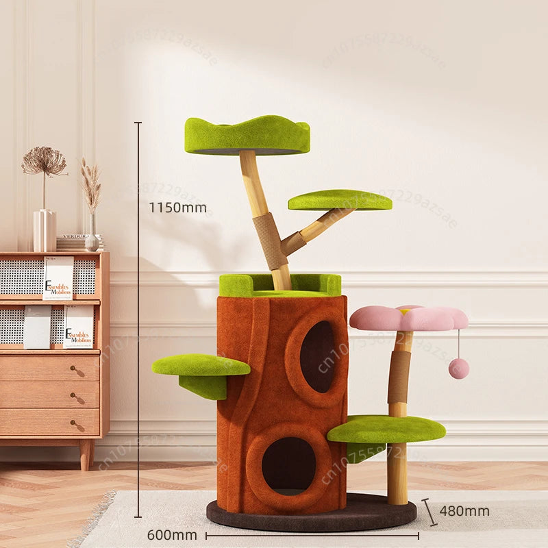 Multi-storey Luxury Cat Tree House Multi-function Cat Climbing Frame Winter Warm Solid Wood Home Cat Villa Sisal Scratching Post