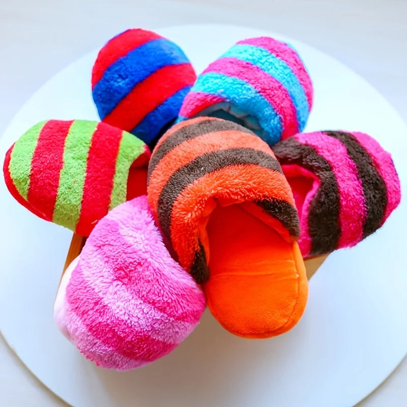 Plush Pet Dog Toys Slippers Bite Sound Shoe Shape Small and Medium-Sized Dog Outdoor Training Cat Pet Toys Supplies