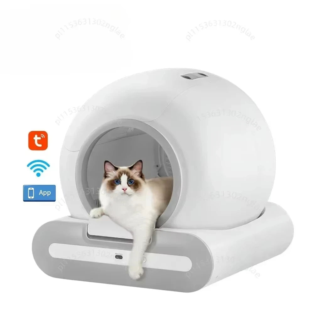 Fully Automatic Smart Cat Toilet Closed Large Capacity Cat Litter Box Can Be Operated Remotely Via APP Cat Supplies