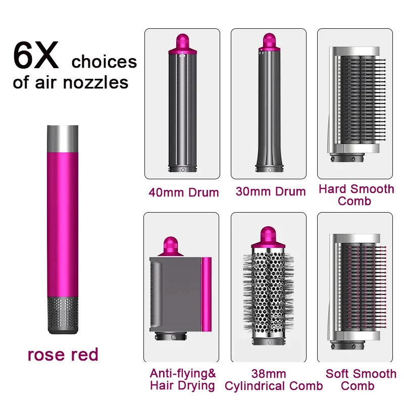 6 in1 Multi Hair Styler Curling Iron Hair Hot Air Brush Curling Barrel Brush HairDryer Salon Professional Curly Styler Tools