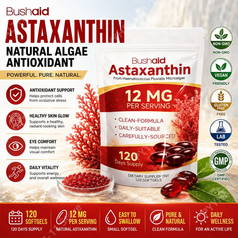 Docteat Astaxanthin Softgels 12 Mg Per Serving 120 Softgels From Haematococcus Pluvialis Microalgae, Supports Daily Care