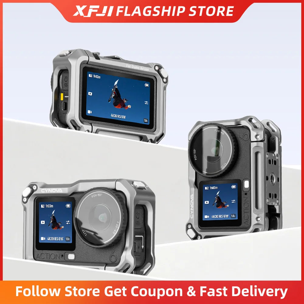 For DJI Osmo Action 6 Metal Rabbit Cage Aluminum Alloy Expansion Mount Bracket All-round Protection Frame Camera Accessories