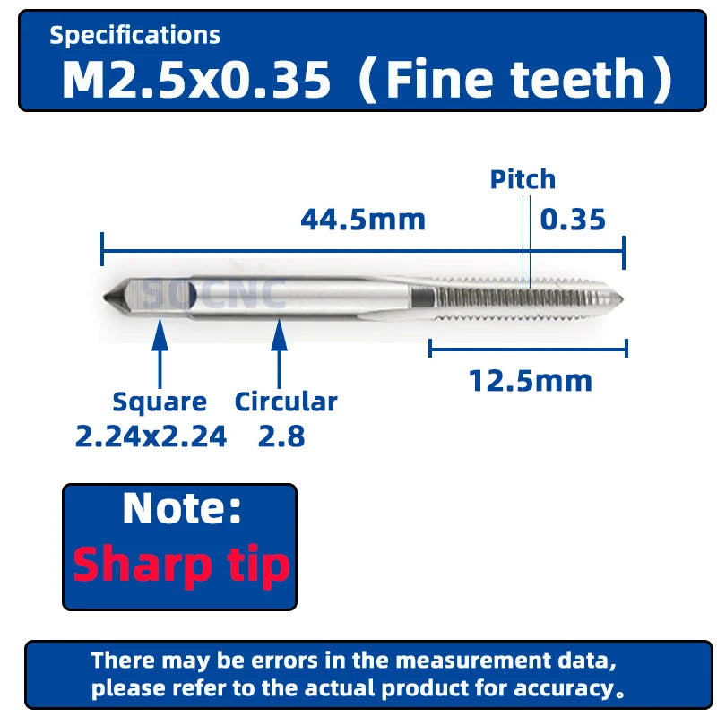 SIQICNC Right Hand Thread Tap HSS Machine Plug Tap Metric Screw Tap Drill Thread Tool M2 M3 M4 M6 M7 M8 M10 M12 M14 Hand Tools