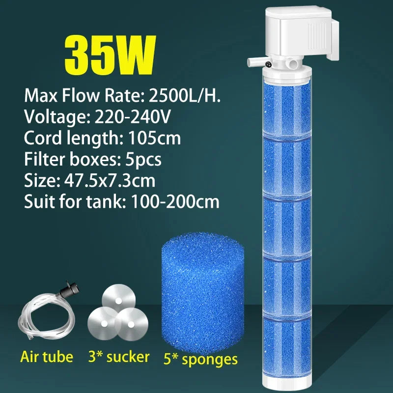 220V Ultra Quiet Aquarium Internal Filter Water Purification Multi-functional Fish Tank Water Pump Wave Make Stool Sucker
