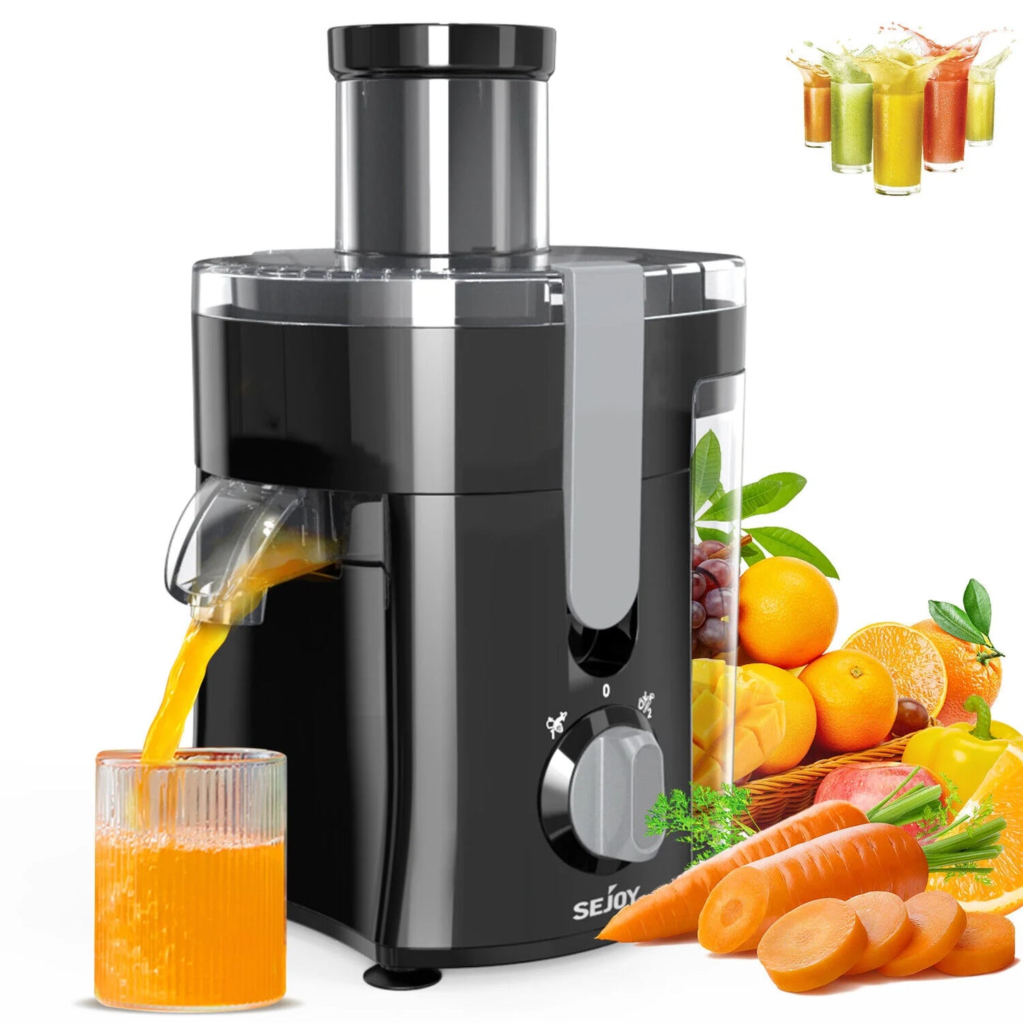 SEJOY Juicer Extractor with 2 Speeds, 3" Big Mouth Centrifugal Juicer Maker with BPA-Free, safe Compact Centrifugal Juicer